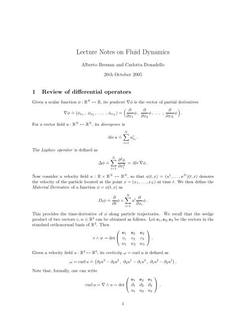 Lecture Notes on Fluid Dynamics