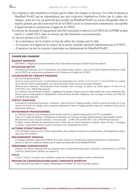 annuaire de la ffhb 2011/2012