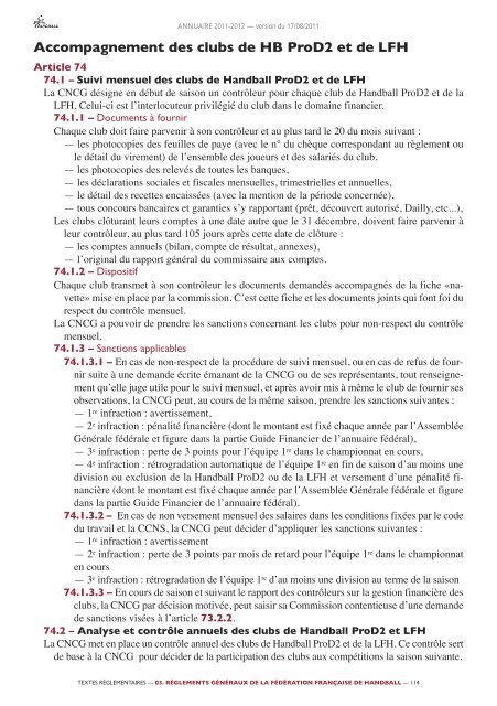 annuaire de la ffhb 2011/2012