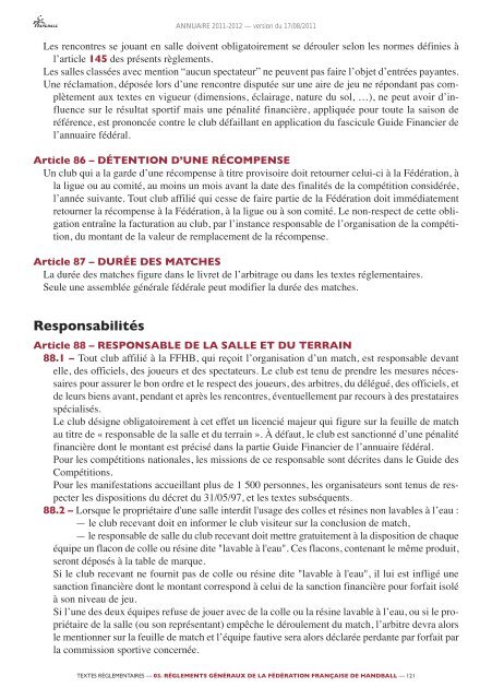 annuaire de la ffhb 2011/2012