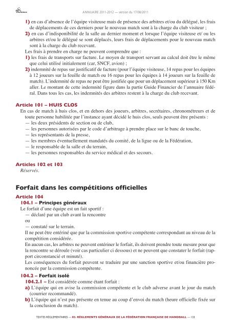 annuaire de la ffhb 2011/2012