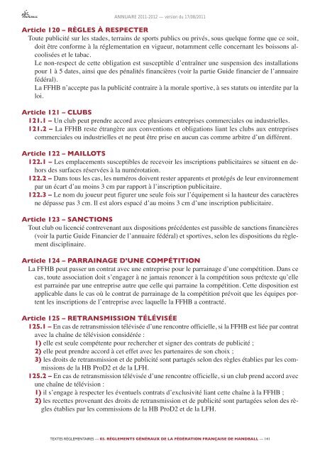 annuaire de la ffhb 2011/2012