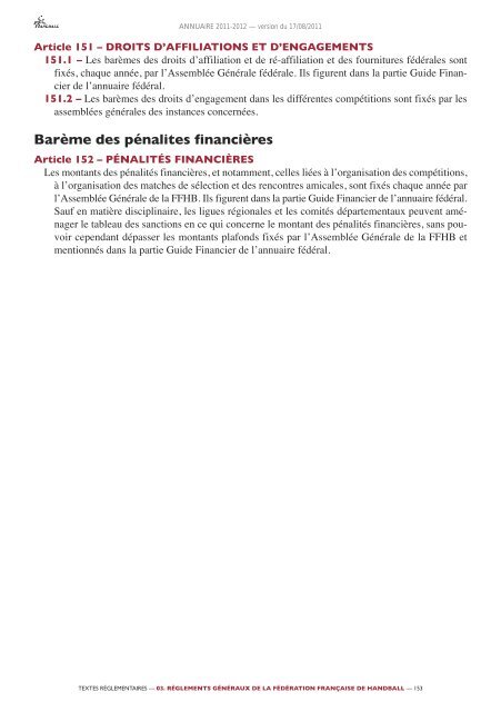 annuaire de la ffhb 2011/2012