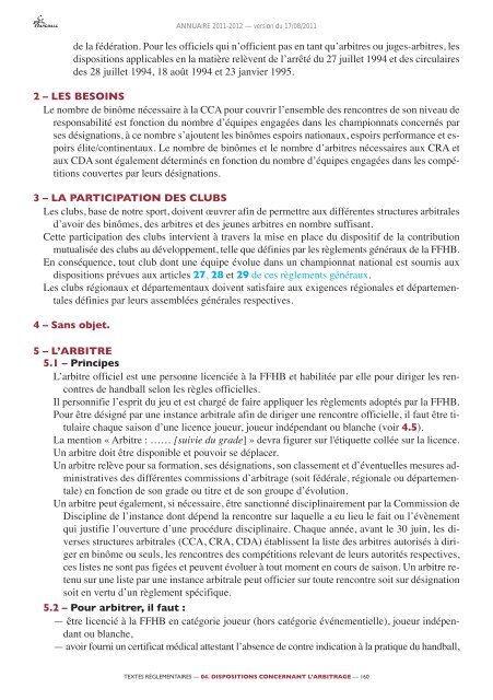 annuaire de la ffhb 2011/2012