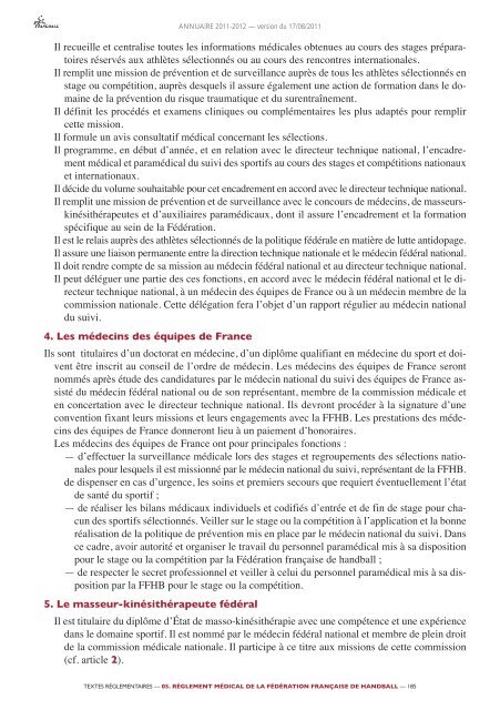 annuaire de la ffhb 2011/2012