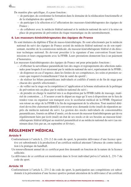 annuaire de la ffhb 2011/2012