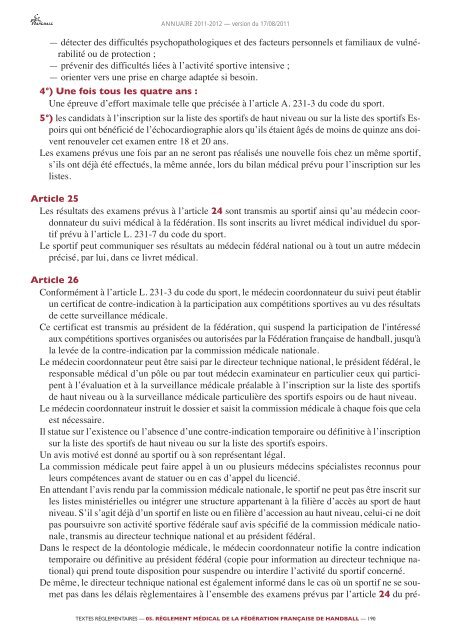 annuaire de la ffhb 2011/2012