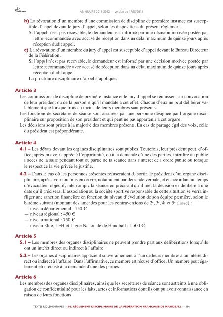 annuaire de la ffhb 2011/2012