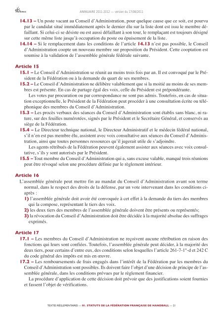 annuaire de la ffhb 2011/2012