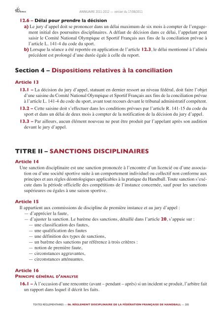 annuaire de la ffhb 2011/2012