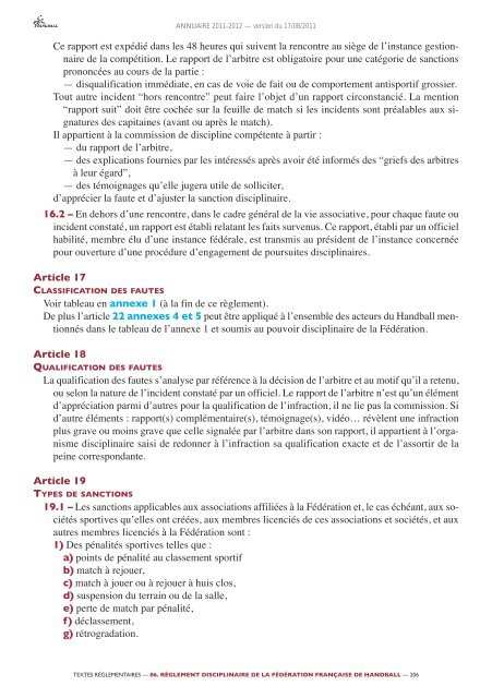 annuaire de la ffhb 2011/2012