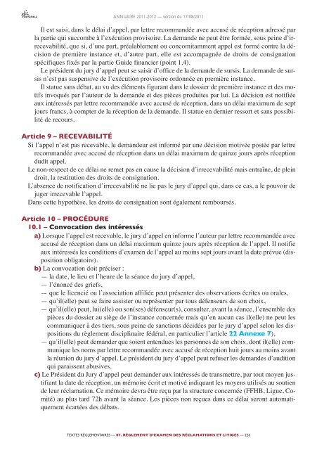 annuaire de la ffhb 2011/2012