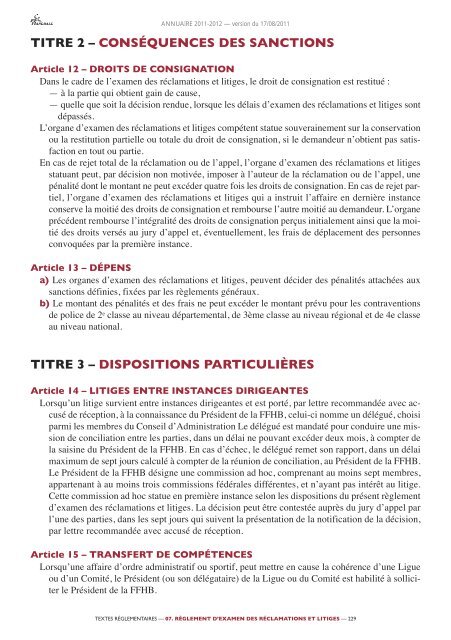 annuaire de la ffhb 2011/2012