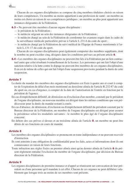 annuaire de la ffhb 2011/2012