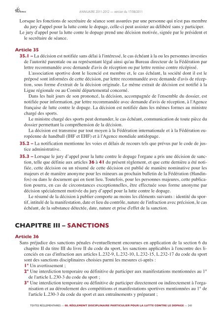 annuaire de la ffhb 2011/2012