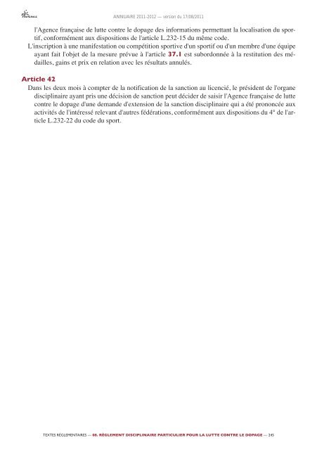 annuaire de la ffhb 2011/2012