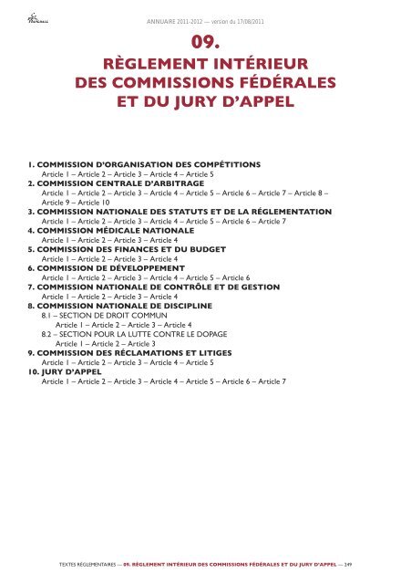 annuaire de la ffhb 2011/2012