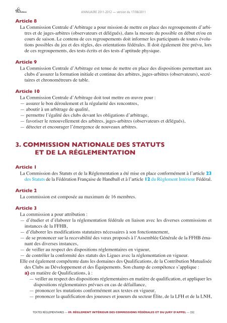 annuaire de la ffhb 2011/2012