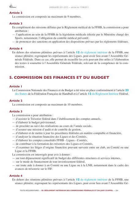 annuaire de la ffhb 2011/2012