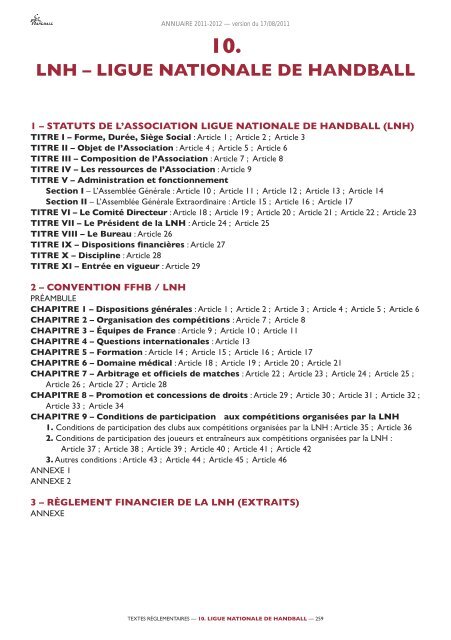 annuaire de la ffhb 2011/2012