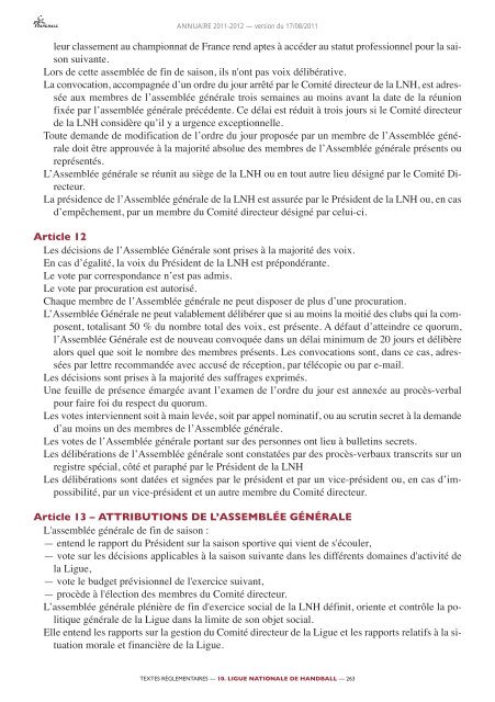 annuaire de la ffhb 2011/2012