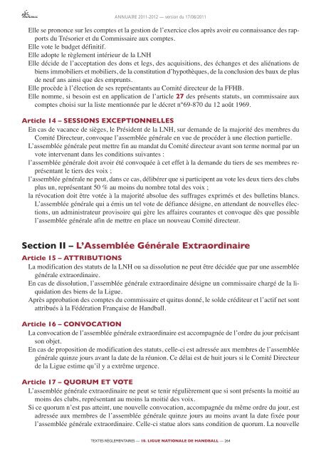 annuaire de la ffhb 2011/2012