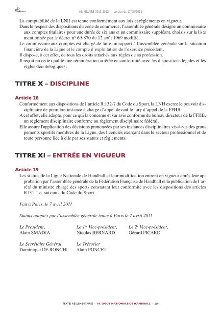 annuaire de la ffhb 2011/2012