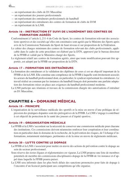 annuaire de la ffhb 2011/2012