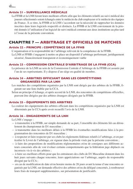 annuaire de la ffhb 2011/2012