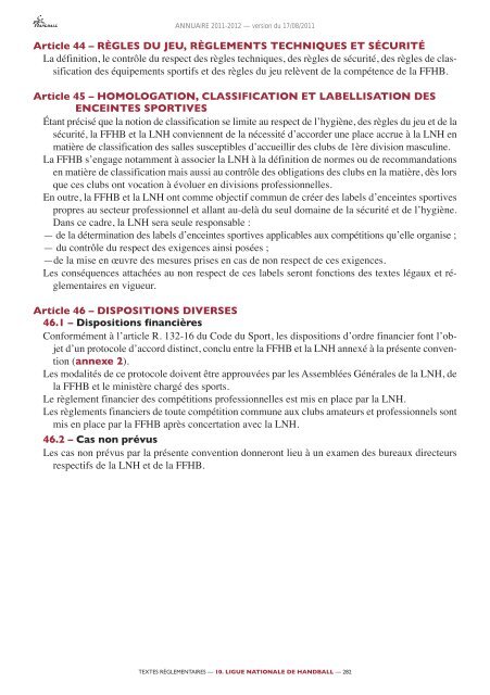 annuaire de la ffhb 2011/2012