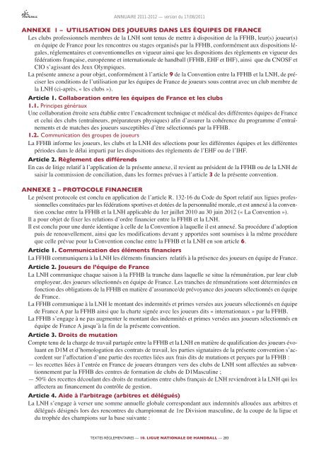 annuaire de la ffhb 2011/2012