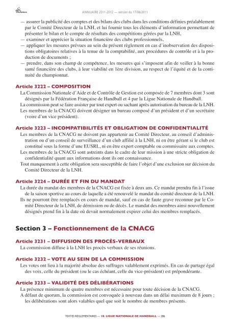 annuaire de la ffhb 2011/2012