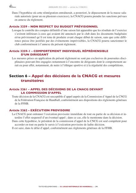 annuaire de la ffhb 2011/2012