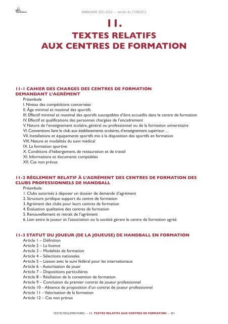 annuaire de la ffhb 2011/2012