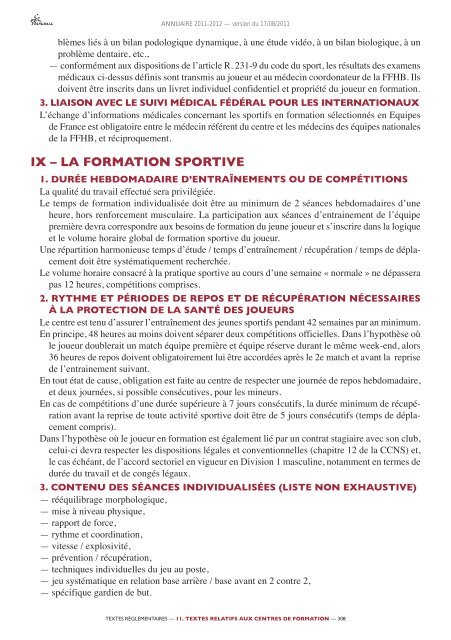 annuaire de la ffhb 2011/2012