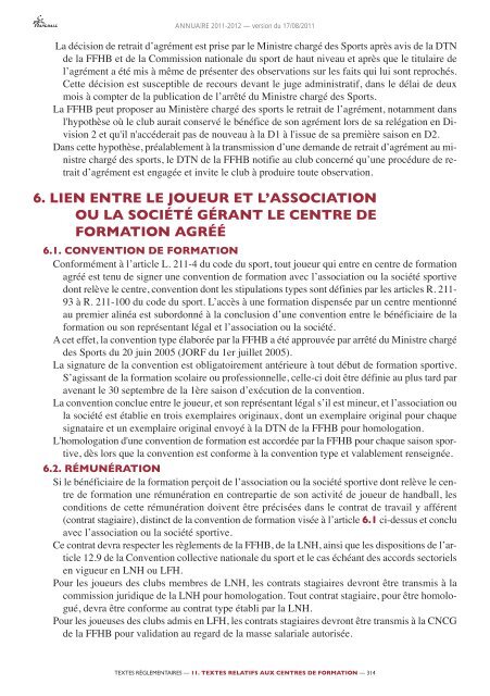 annuaire de la ffhb 2011/2012