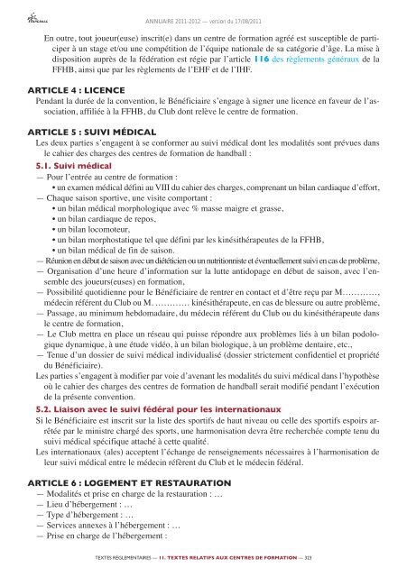 annuaire de la ffhb 2011/2012