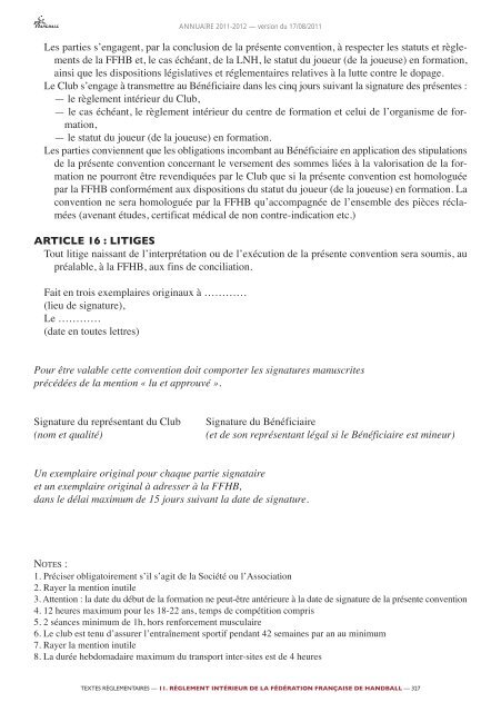 annuaire de la ffhb 2011/2012