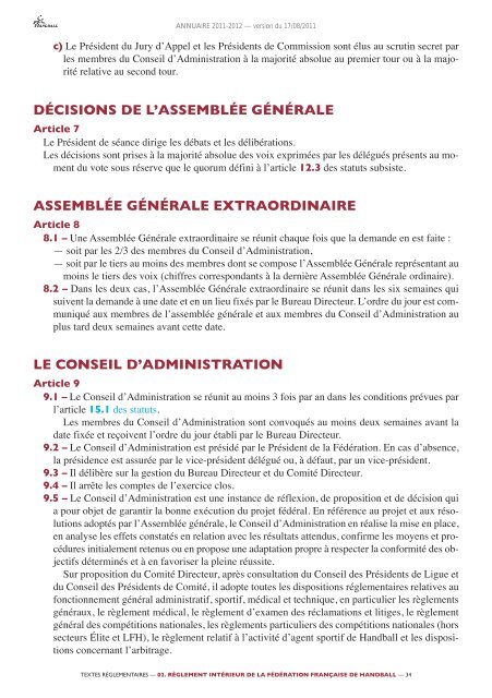 annuaire de la ffhb 2011/2012