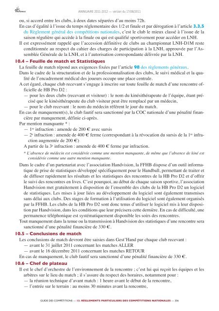 annuaire de la ffhb 2011/2012