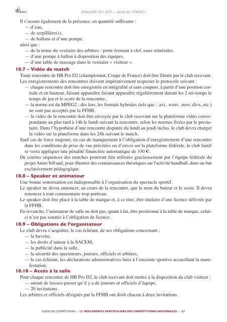 annuaire de la ffhb 2011/2012