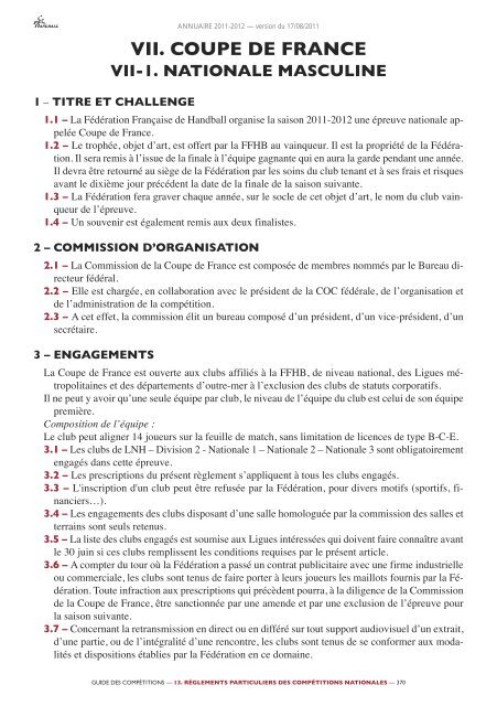 annuaire de la ffhb 2011/2012