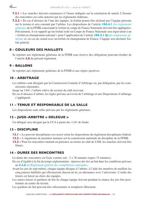 annuaire de la ffhb 2011/2012