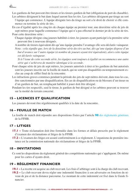 annuaire de la ffhb 2011/2012