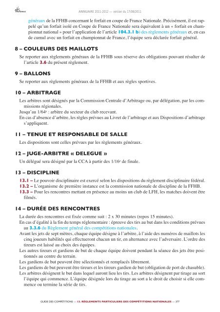 annuaire de la ffhb 2011/2012