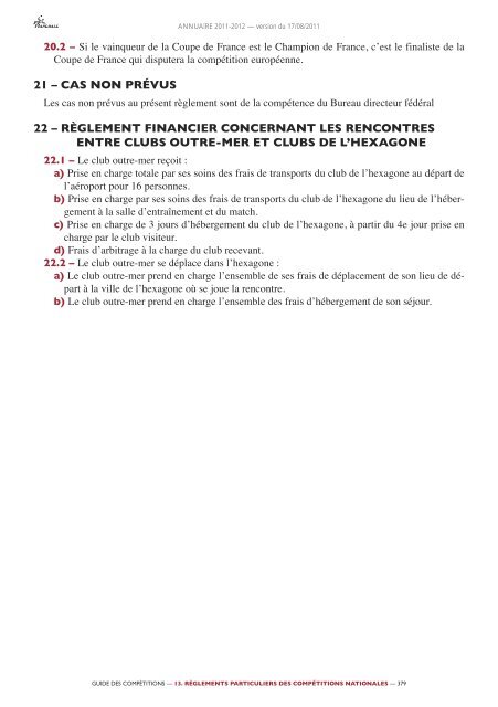 annuaire de la ffhb 2011/2012