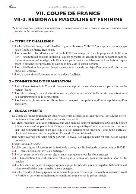 annuaire de la ffhb 2011/2012