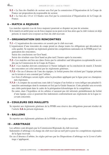 annuaire de la ffhb 2011/2012