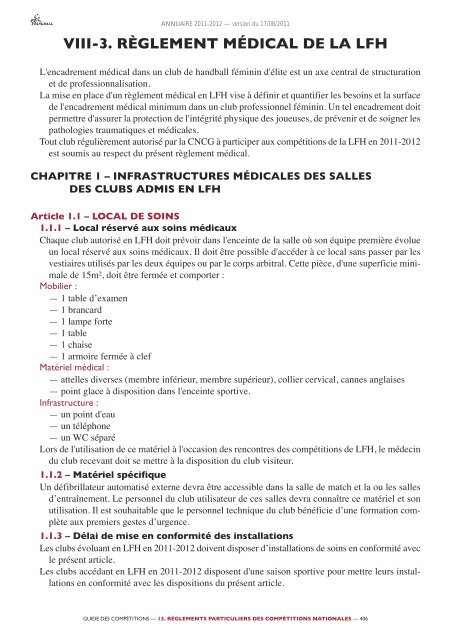 annuaire de la ffhb 2011/2012