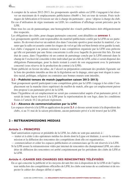 annuaire de la ffhb 2011/2012